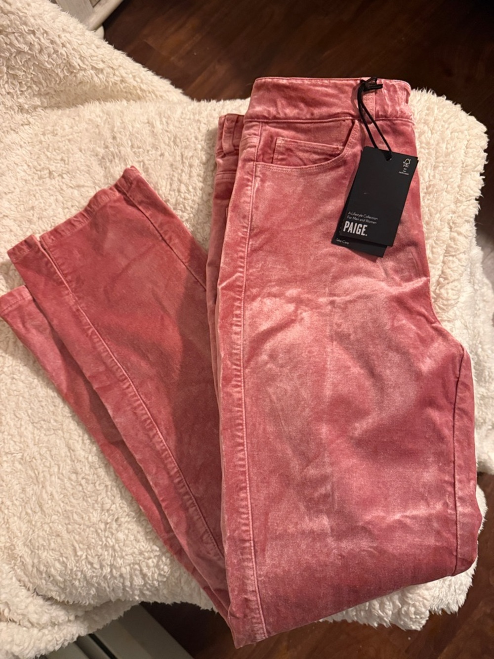 PAIGE Women's Dusty Rose Skinny Velvet Jeans